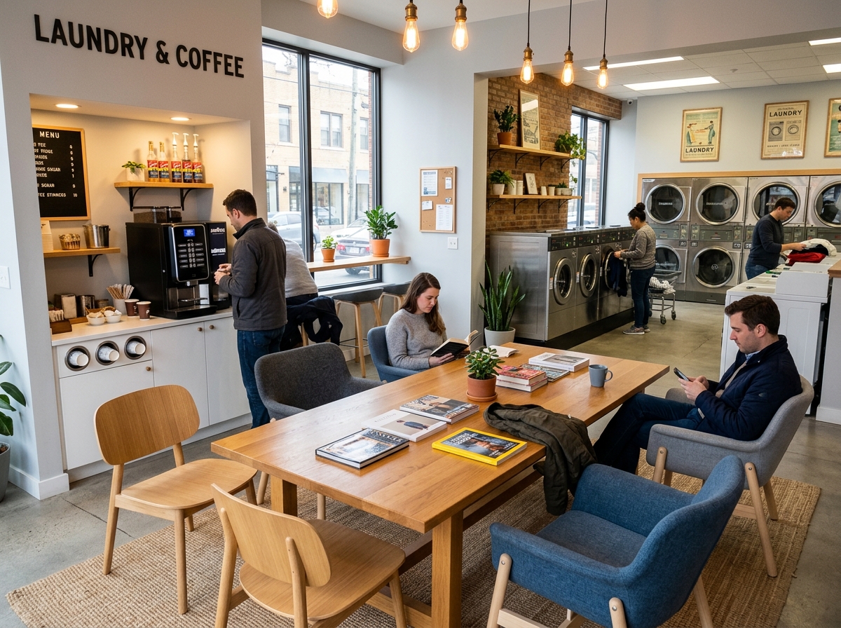 Zona de espera cómoda con café